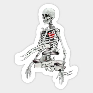 Human Anatomy, ribcage, rib cage, red heart beat for ever Sticker